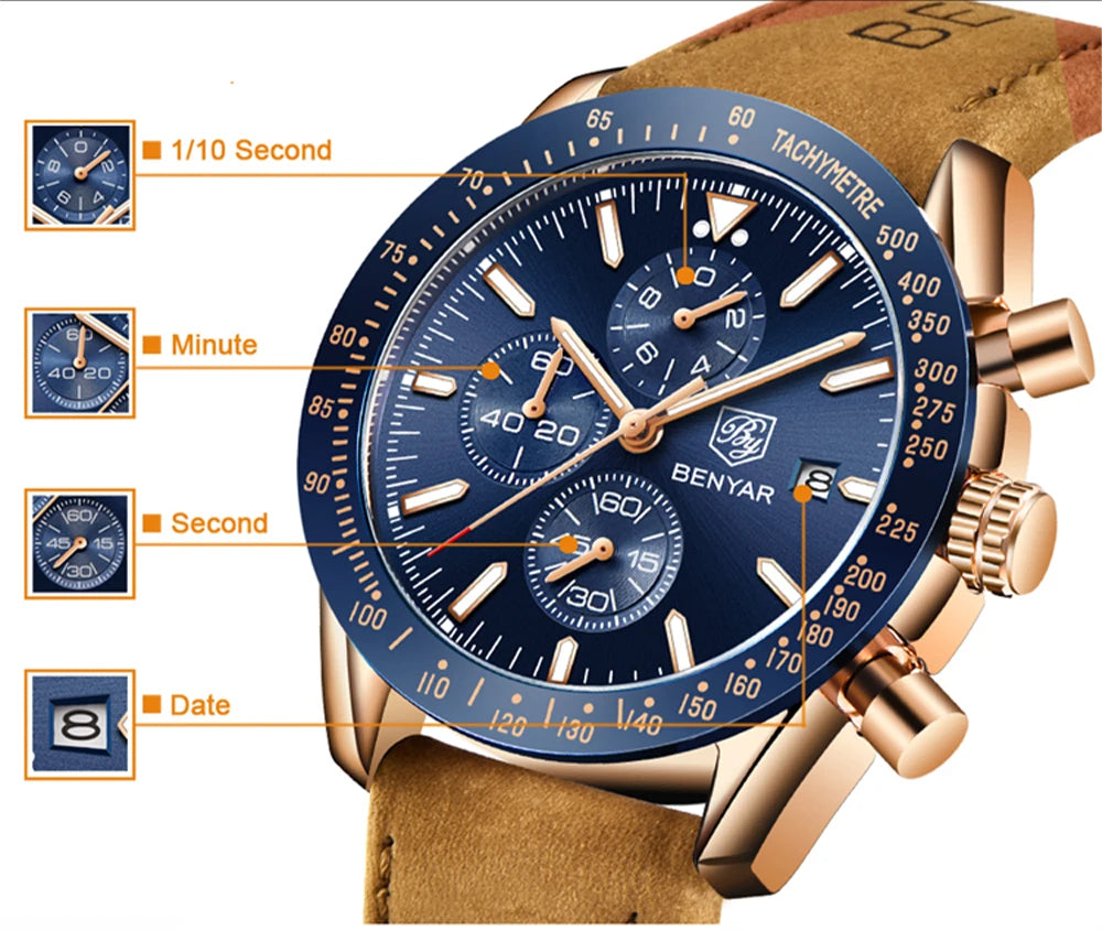BENYAR Luxury Leather Watch