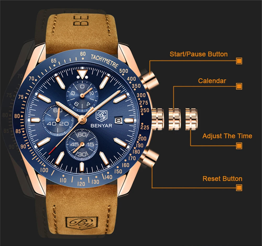 BENYAR Luxury Leather Watch