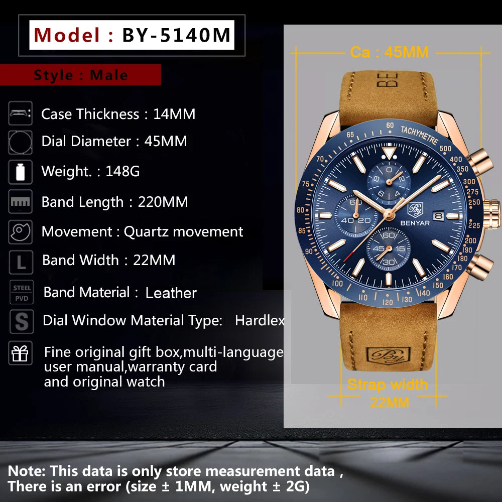 BENYAR Luxury Leather Watch