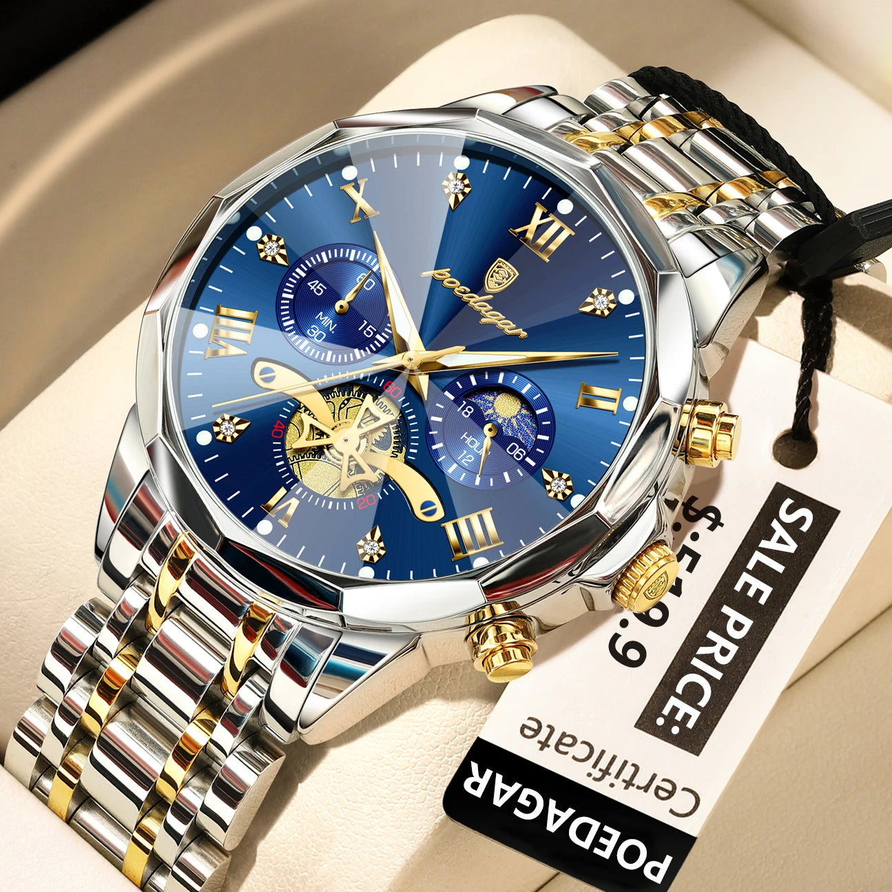 POEDAGAR 948 – Classic Chronograph Stainless Steel Watch