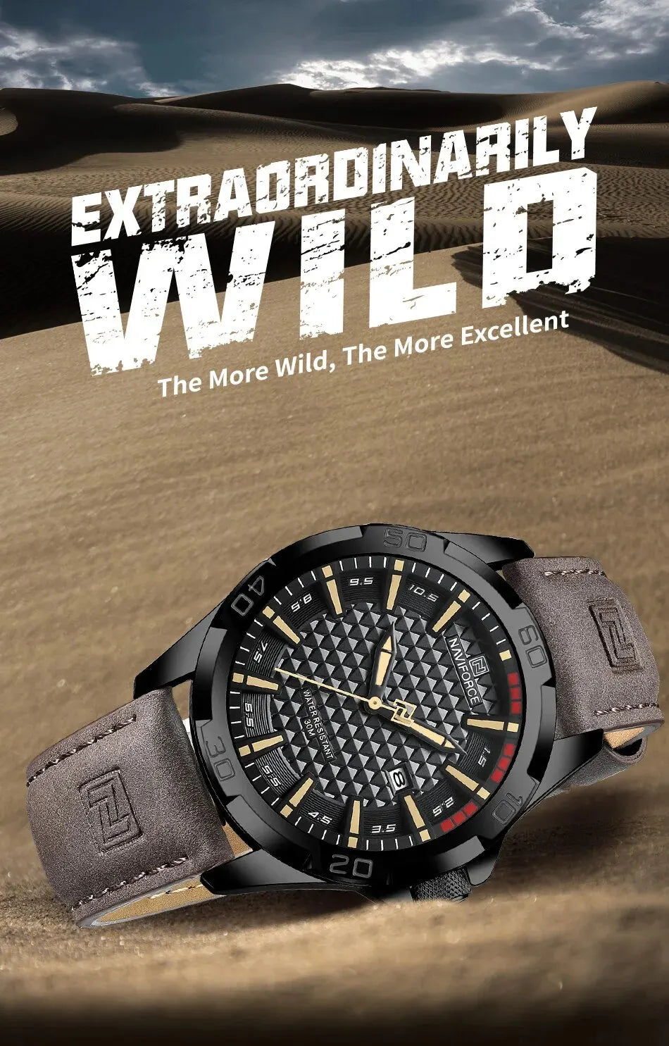 NAVIFORCE NF8023 – Sport Leather Quartz Watch