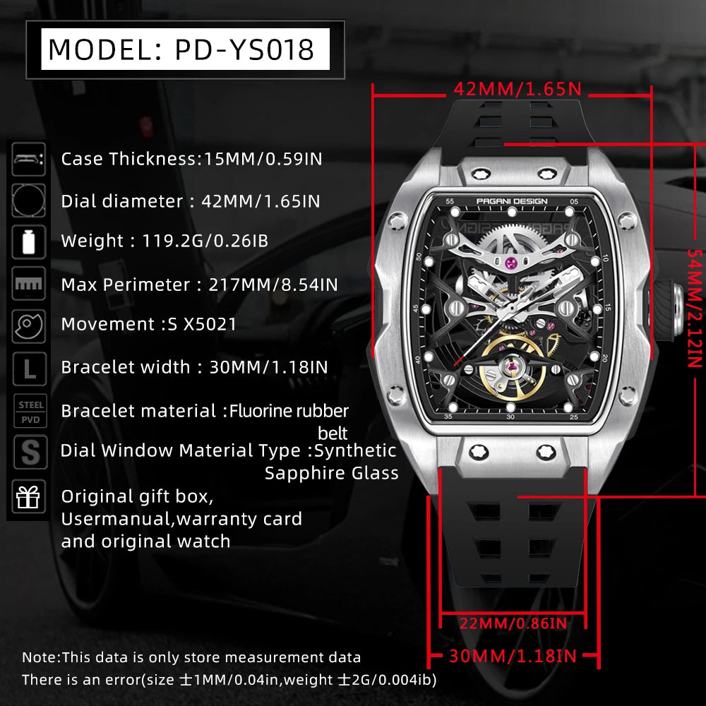 PAGANI Skeleton Automatic Watch