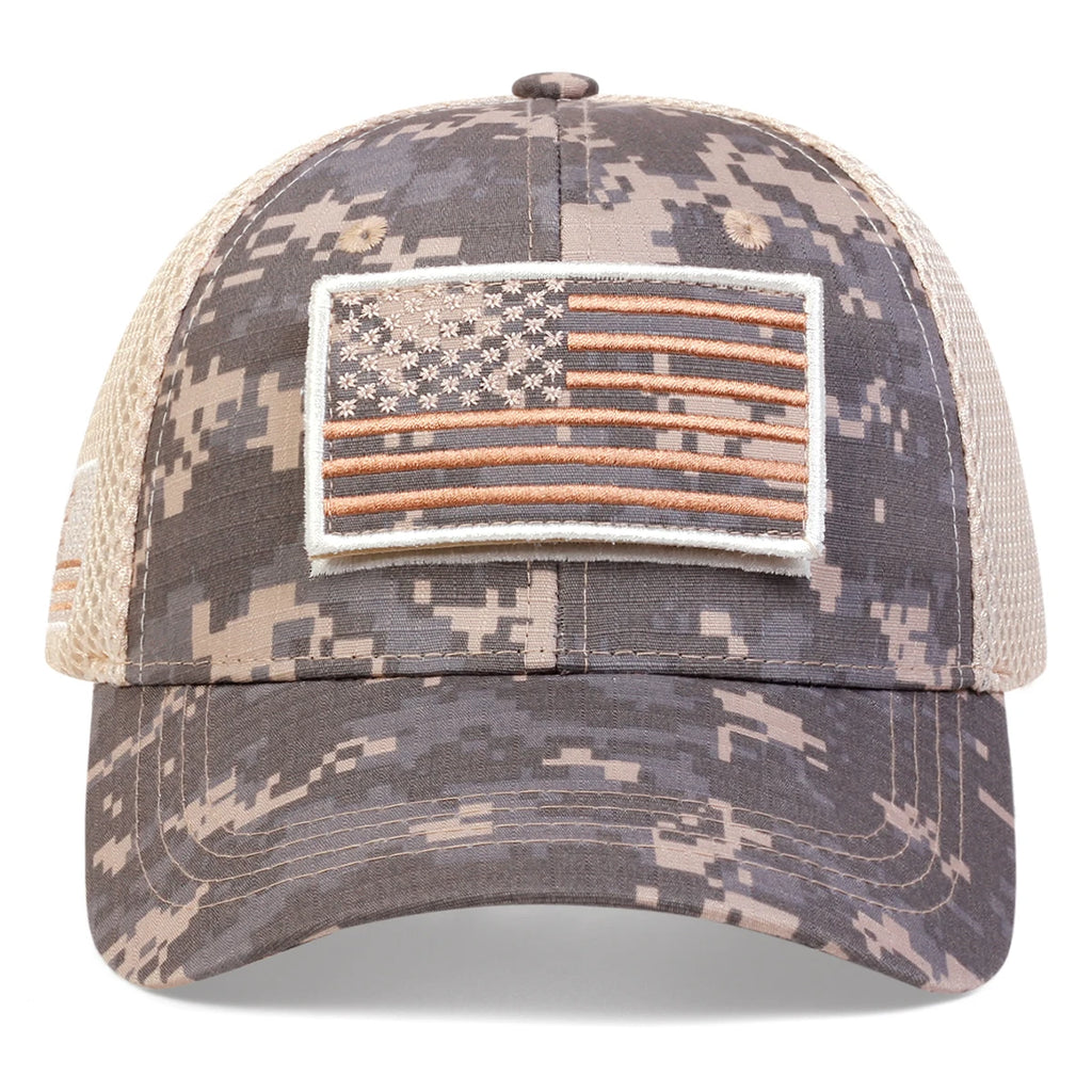 Unisex American Flag Sticker Net Caps