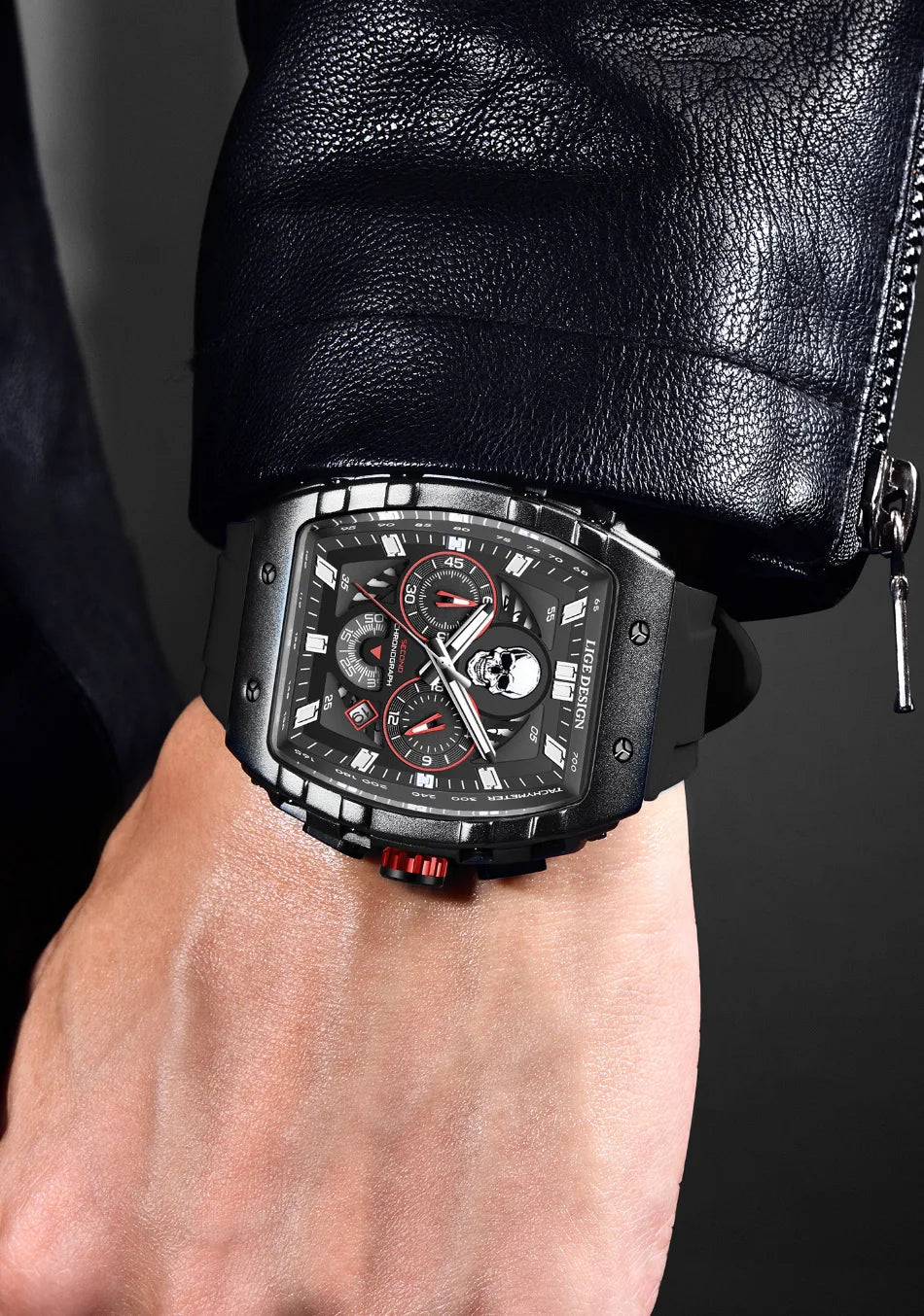 LIGE Skull Skeleton Watch