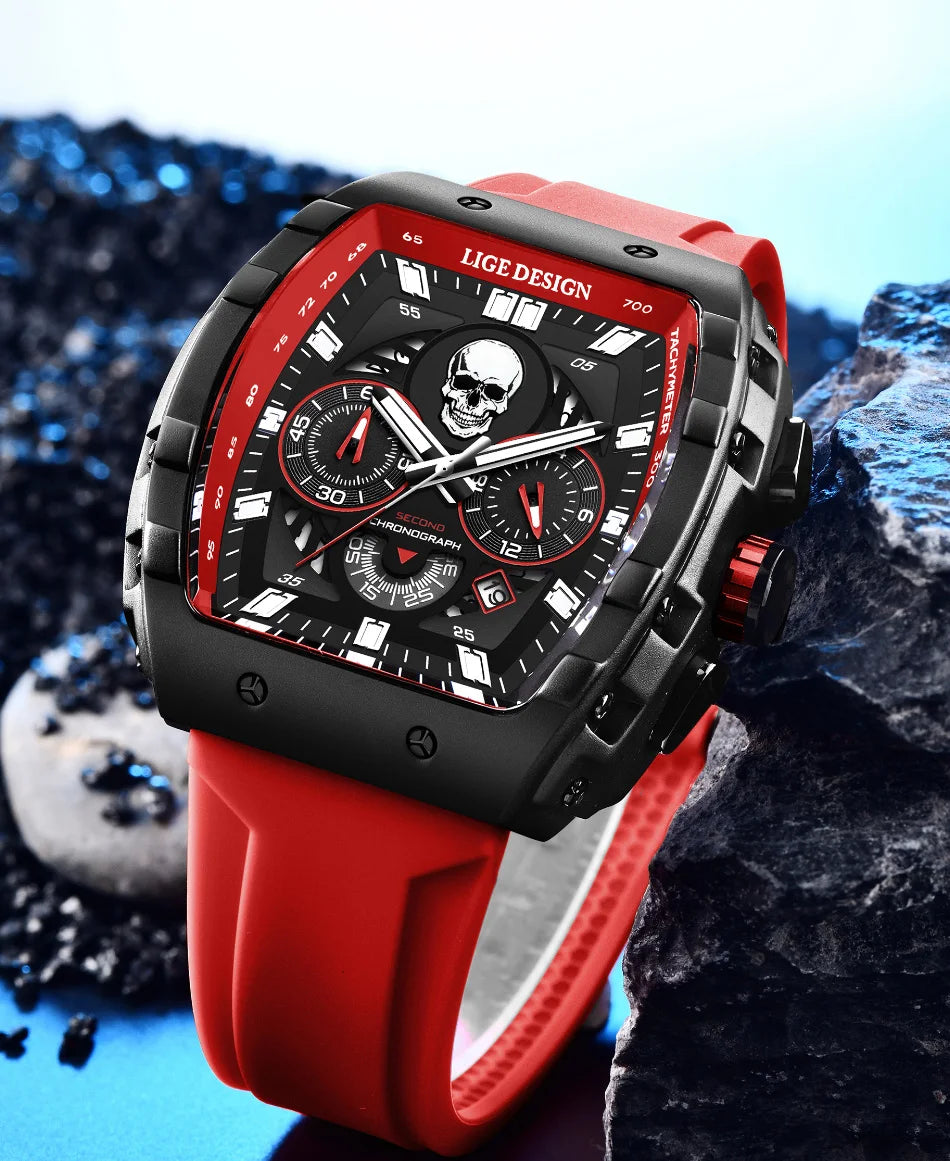LIGE Skull Skeleton Watch