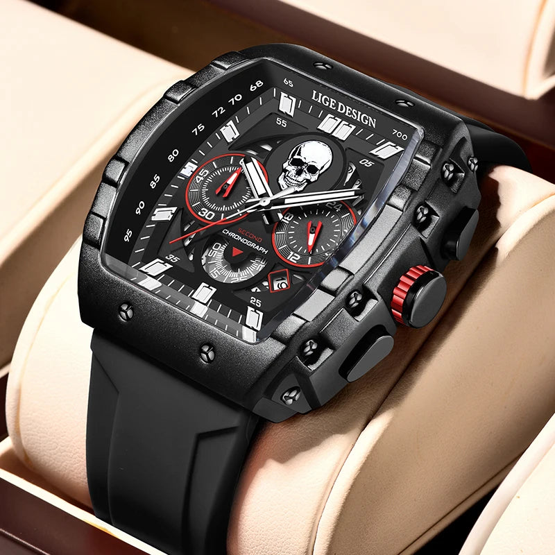LIGE Skull Skeleton Watch