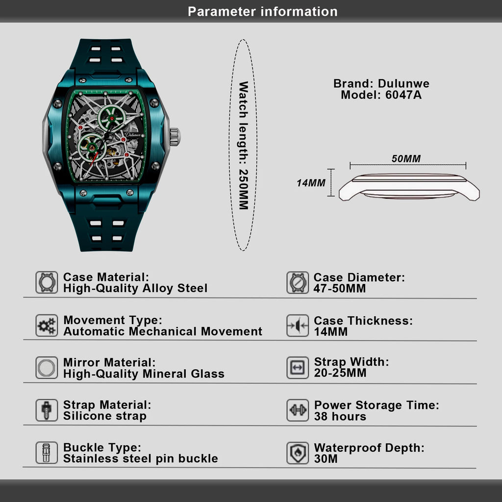 DULUNWE Skeleton Automatic Watch