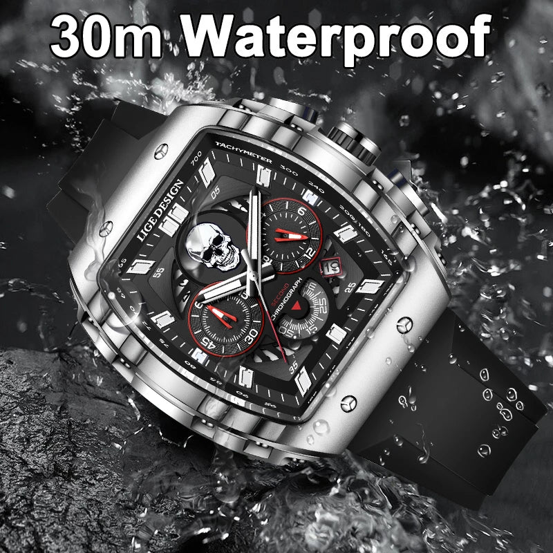 LIGE Skull Skeleton Watch