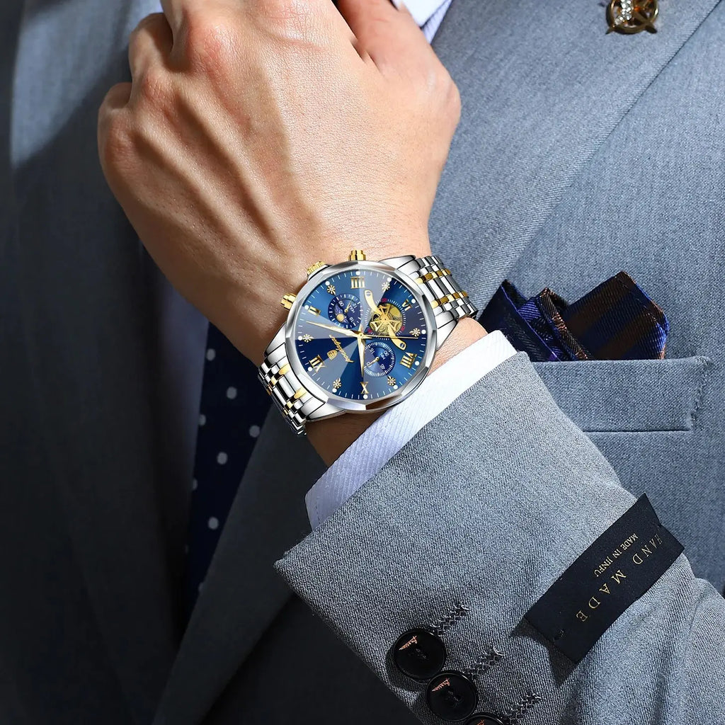 POEDAGAR 948 – Classic Chronograph Stainless Steel Watch