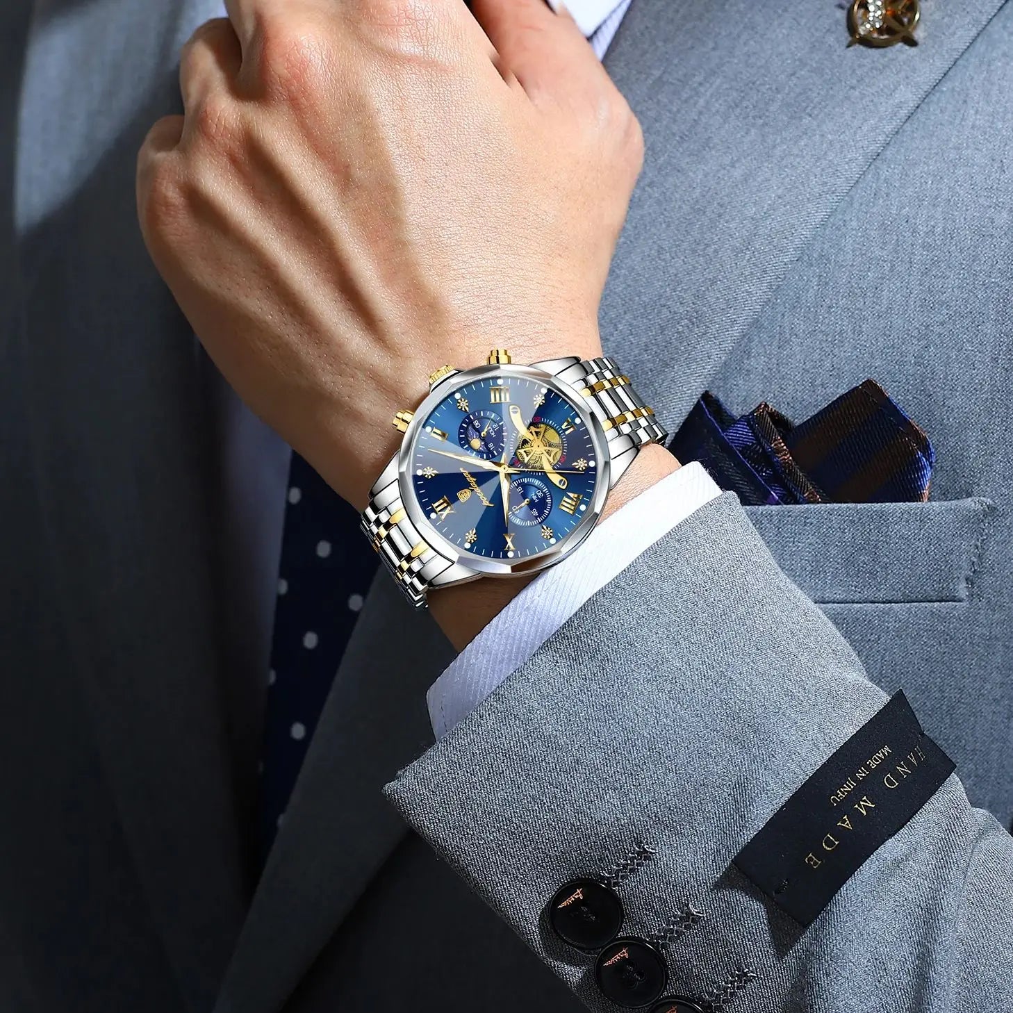 POEDAGAR 948 – Classic Chronograph Stainless Steel Watch