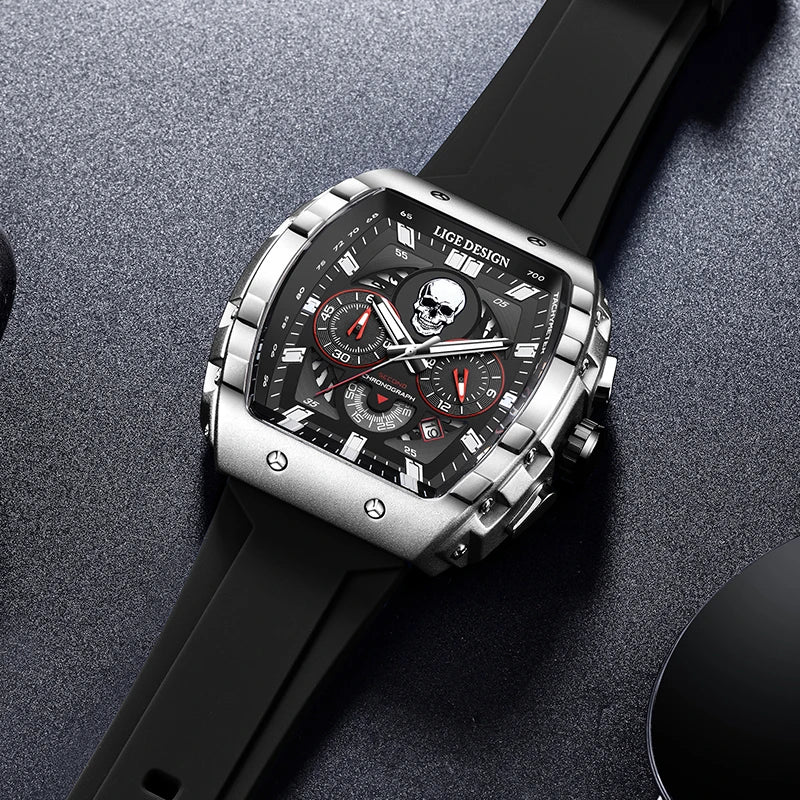 LIGE Skull Skeleton Watch