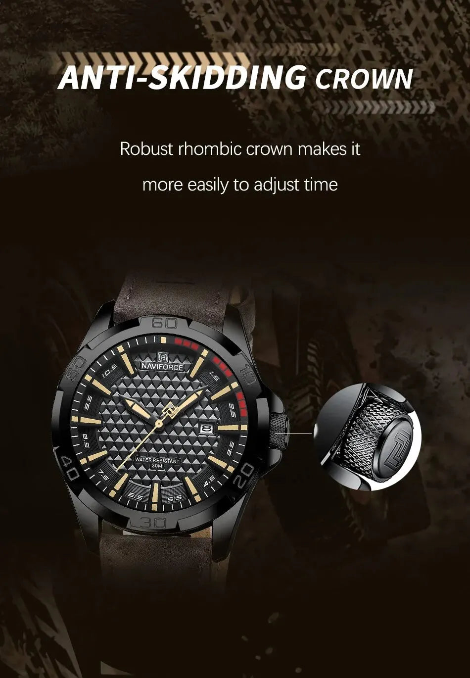 NAVIFORCE NF8023 – Sport Leather Quartz Watch