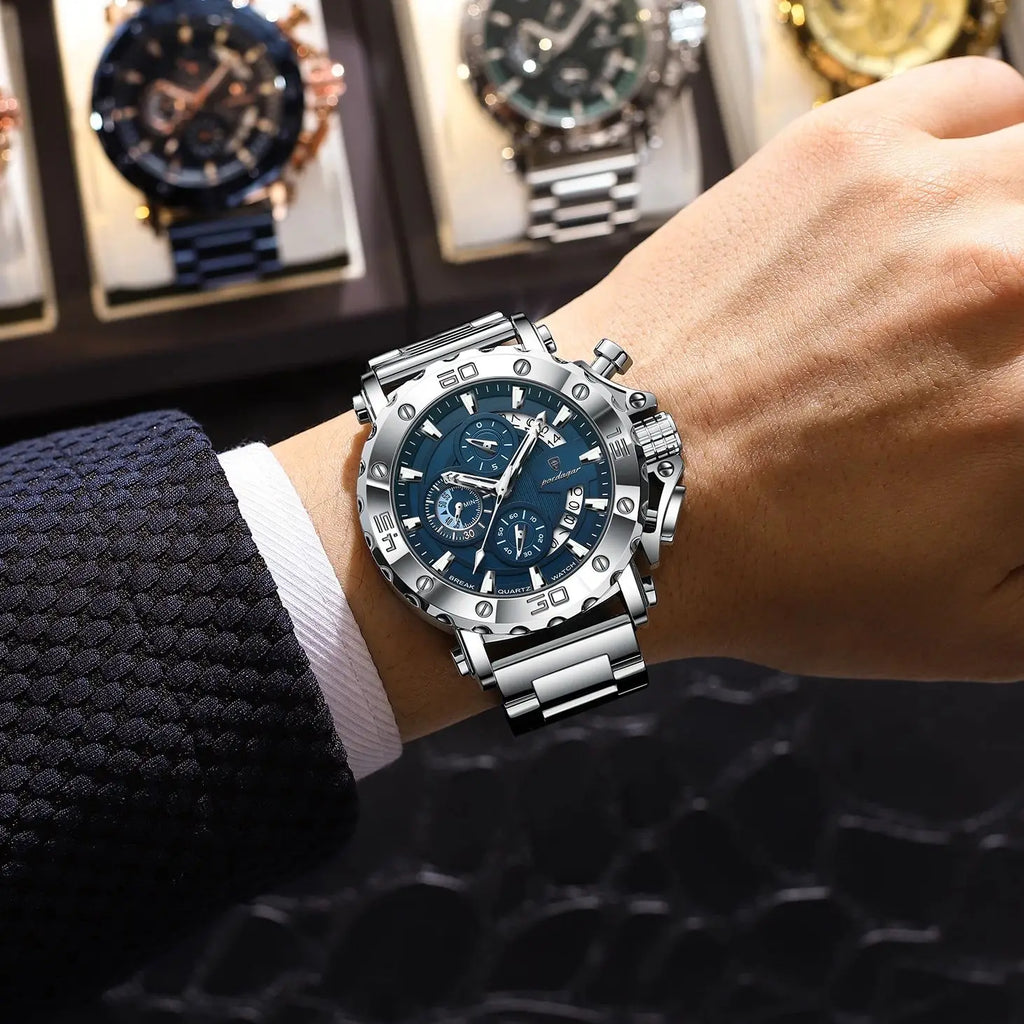 POEDAGAR 892 – Sport Chronograph Stainless Steel Watch