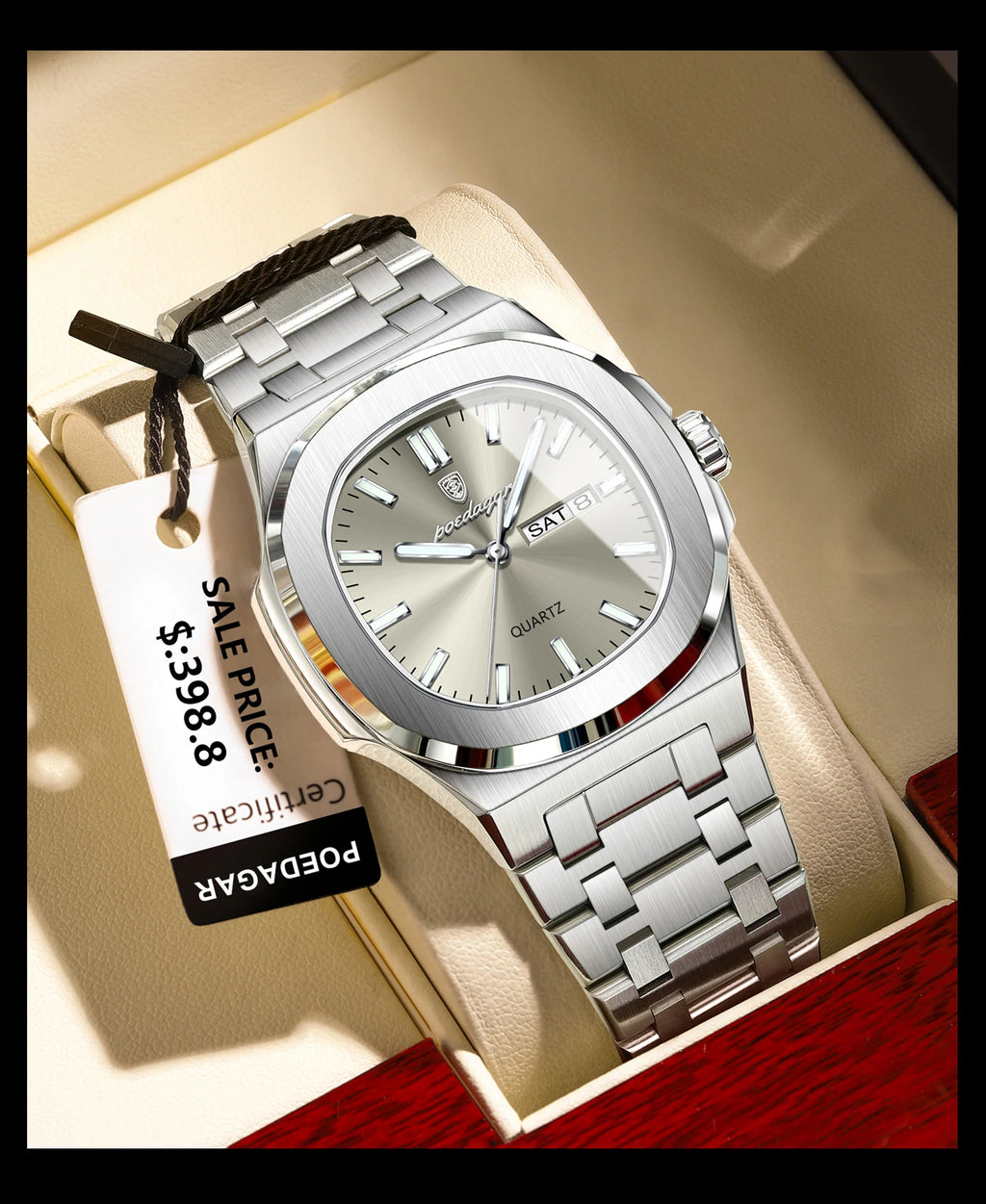 POEDAGAR Square Luxury Watch
