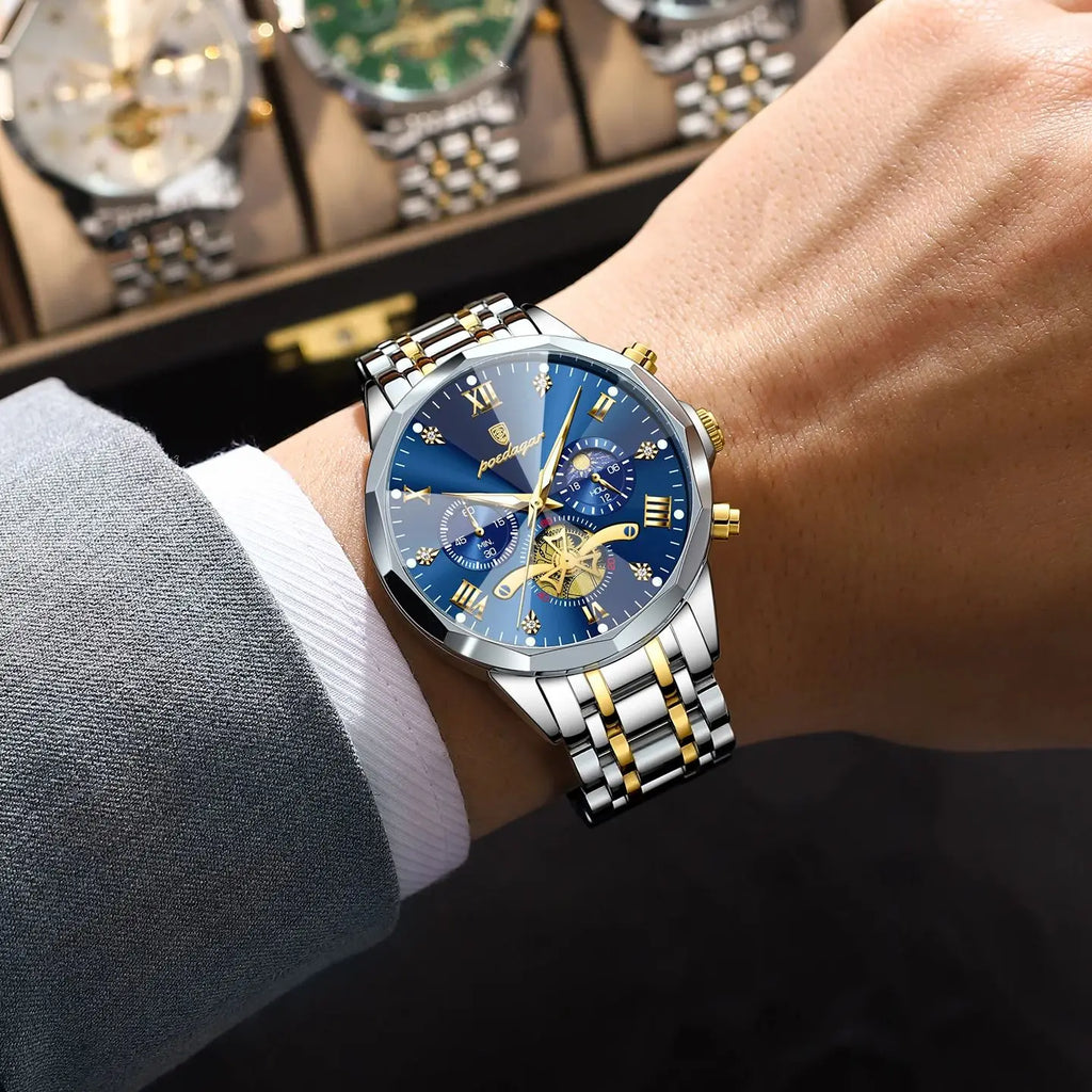 POEDAGAR 948 – Classic Chronograph Stainless Steel Watch