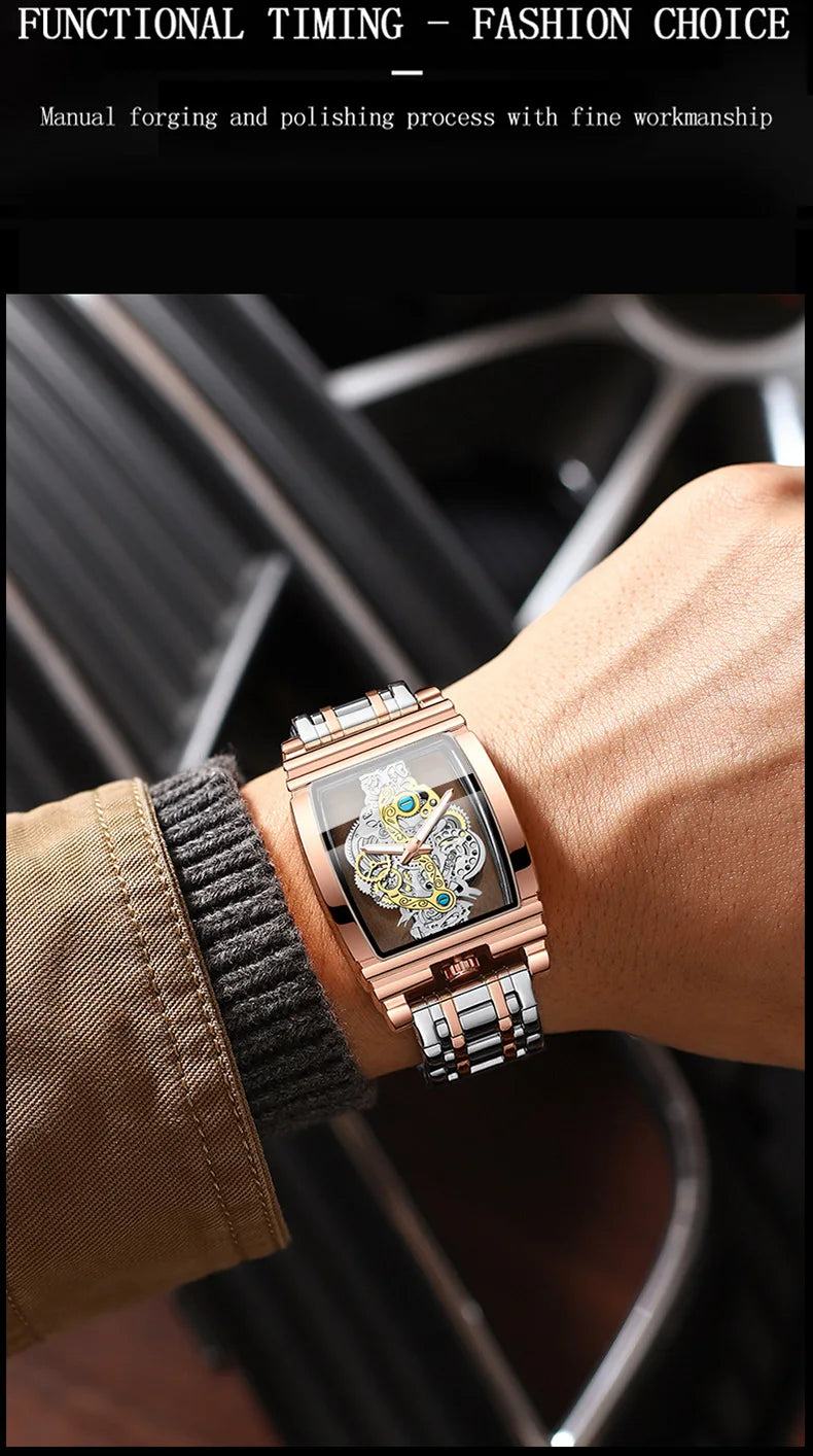BINBOND Rectangle Quartz Watch – Modern Minimal Elegance
