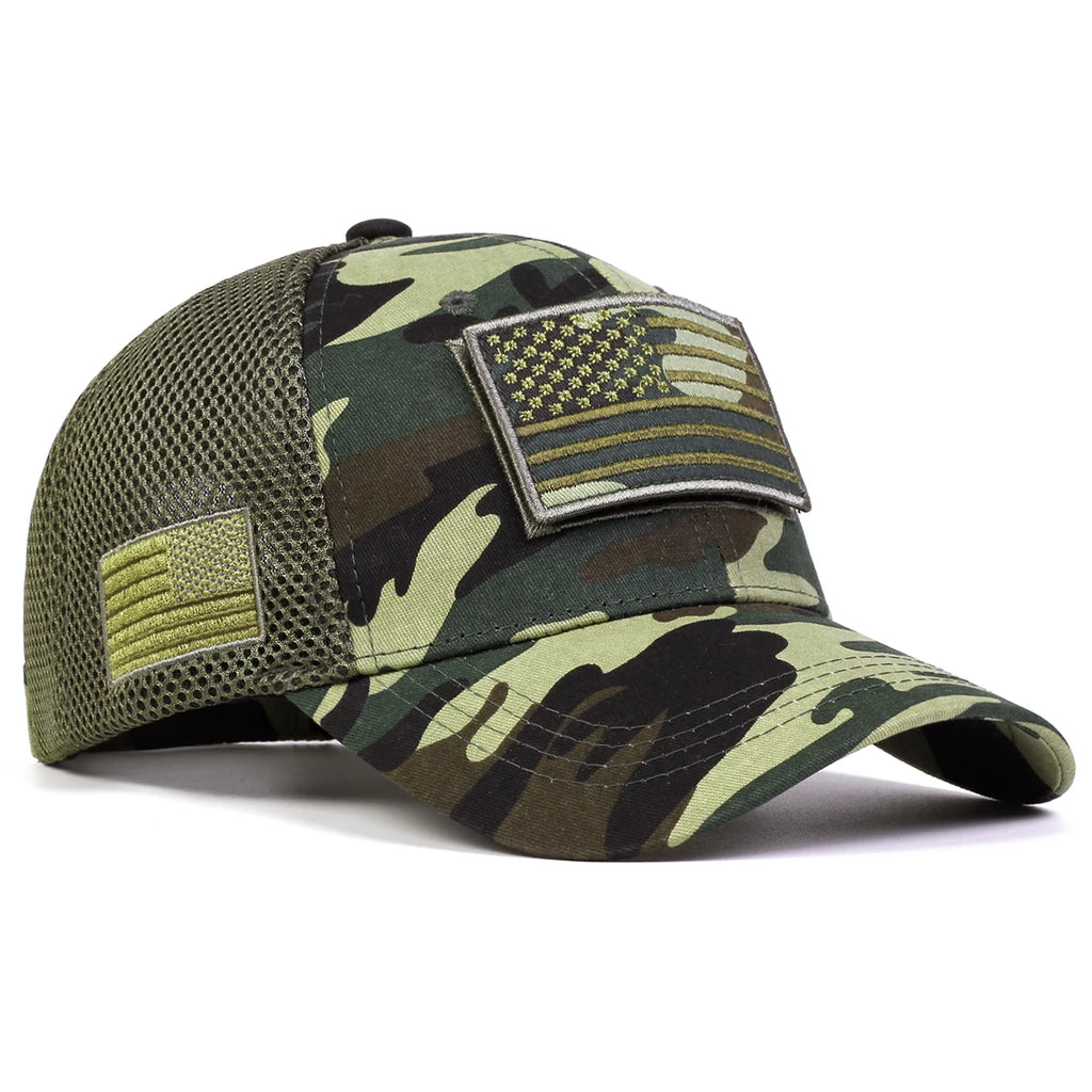 Unisex American Flag Sticker Net Caps