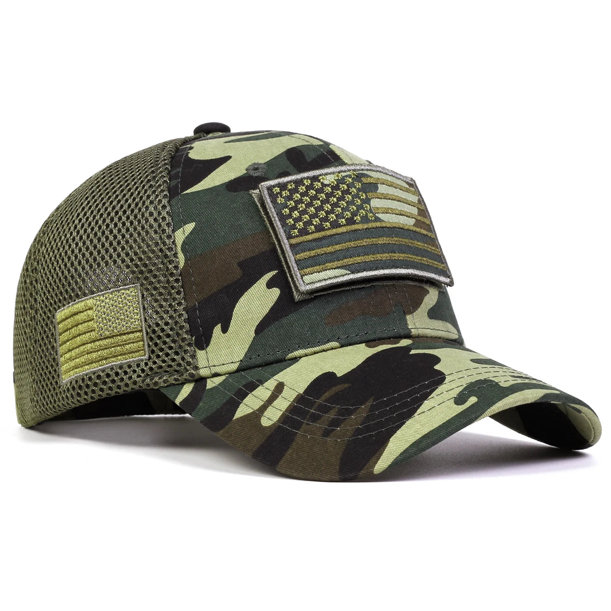 Unisex American Flag Sticker Net Caps