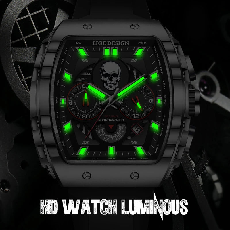 LIGE Skull Skeleton Watch