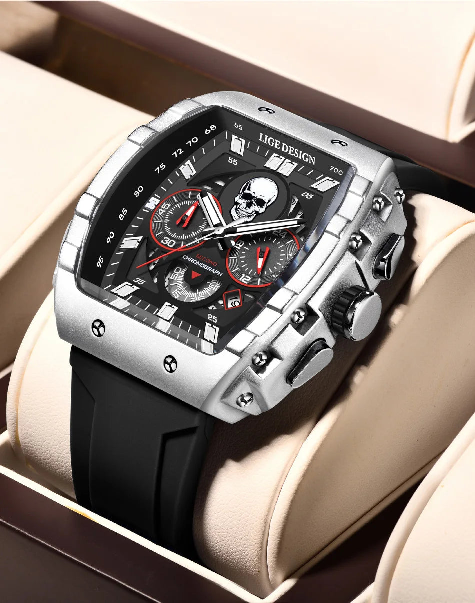 LIGE Skull Skeleton Watch