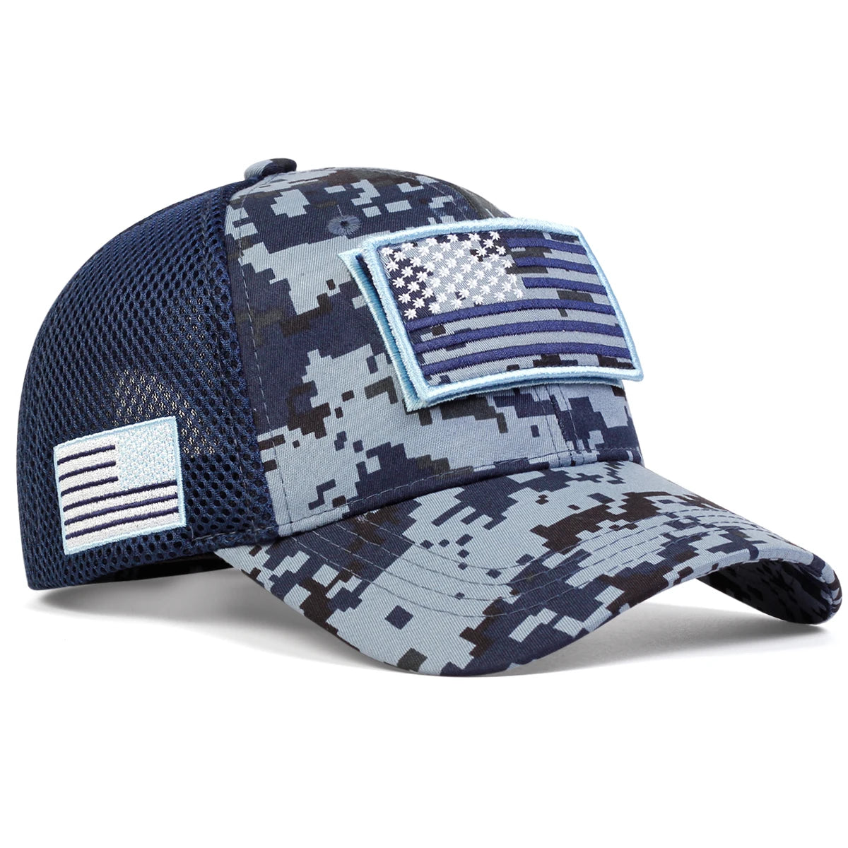 Unisex American Flag Sticker Net Caps
