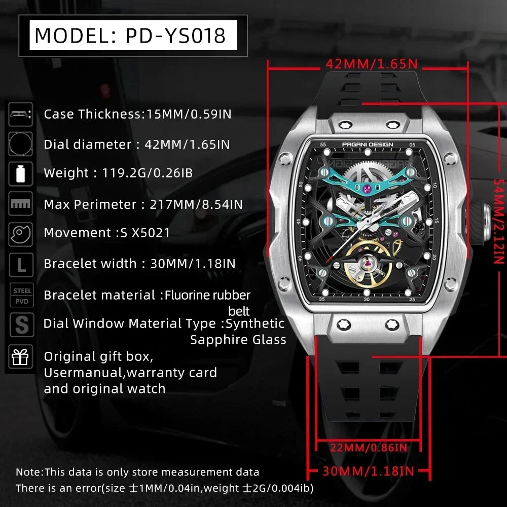 PAGANI DESIGN PD-YS018 Skeleton Automatic Watch