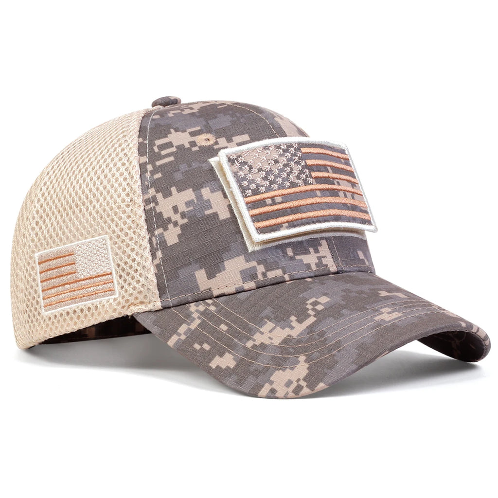Unisex American Flag Sticker Net Caps