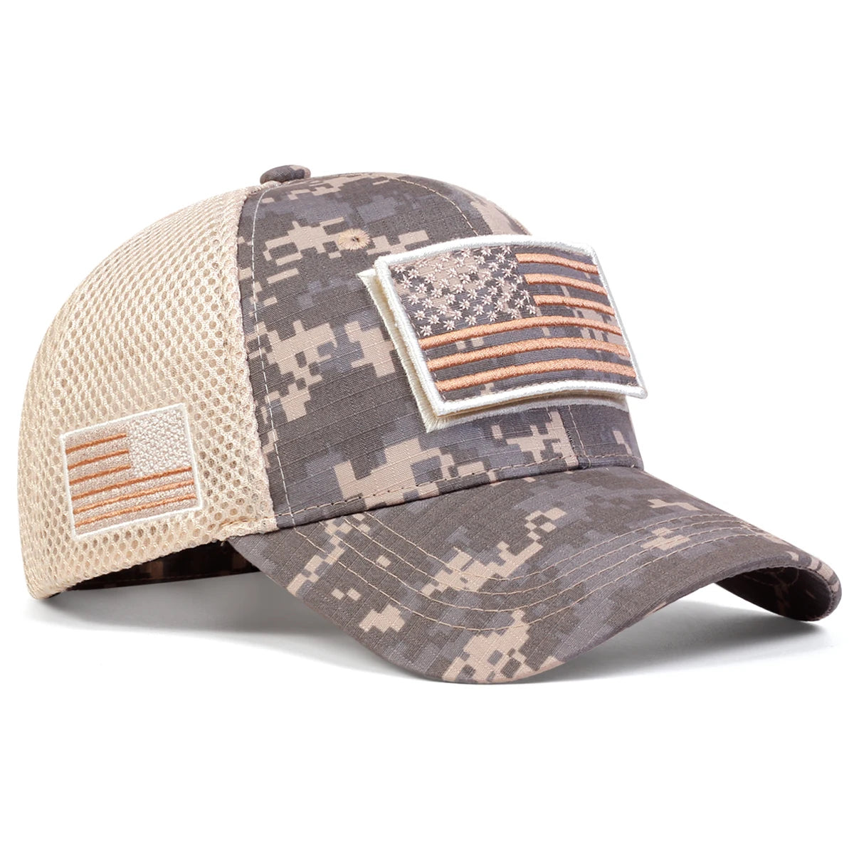 Unisex American Flag Sticker Net Caps