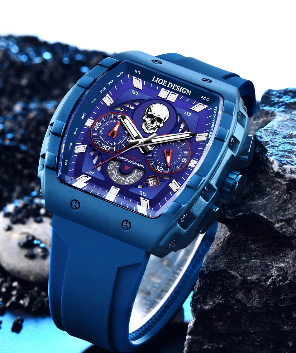 LIGE Skull Skeleton Watch
