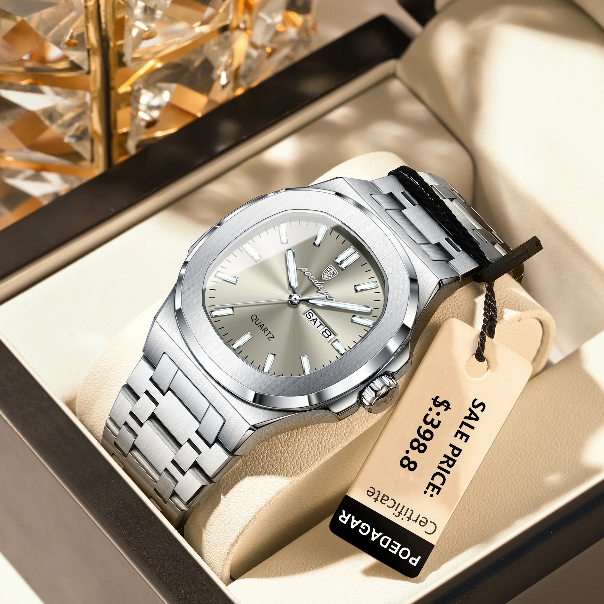 POEDAGAR Square Luxury Watch