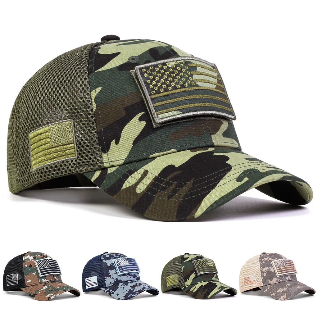 Unisex American Flag Sticker Net Caps