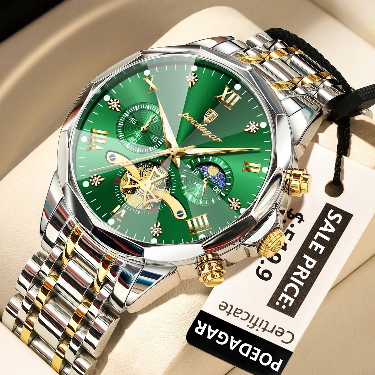 POEDAGAR 948 – Classic Chronograph Stainless Steel Watch
