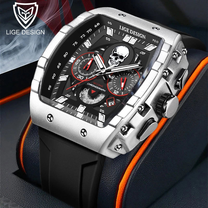LIGE Skull Skeleton Watch
