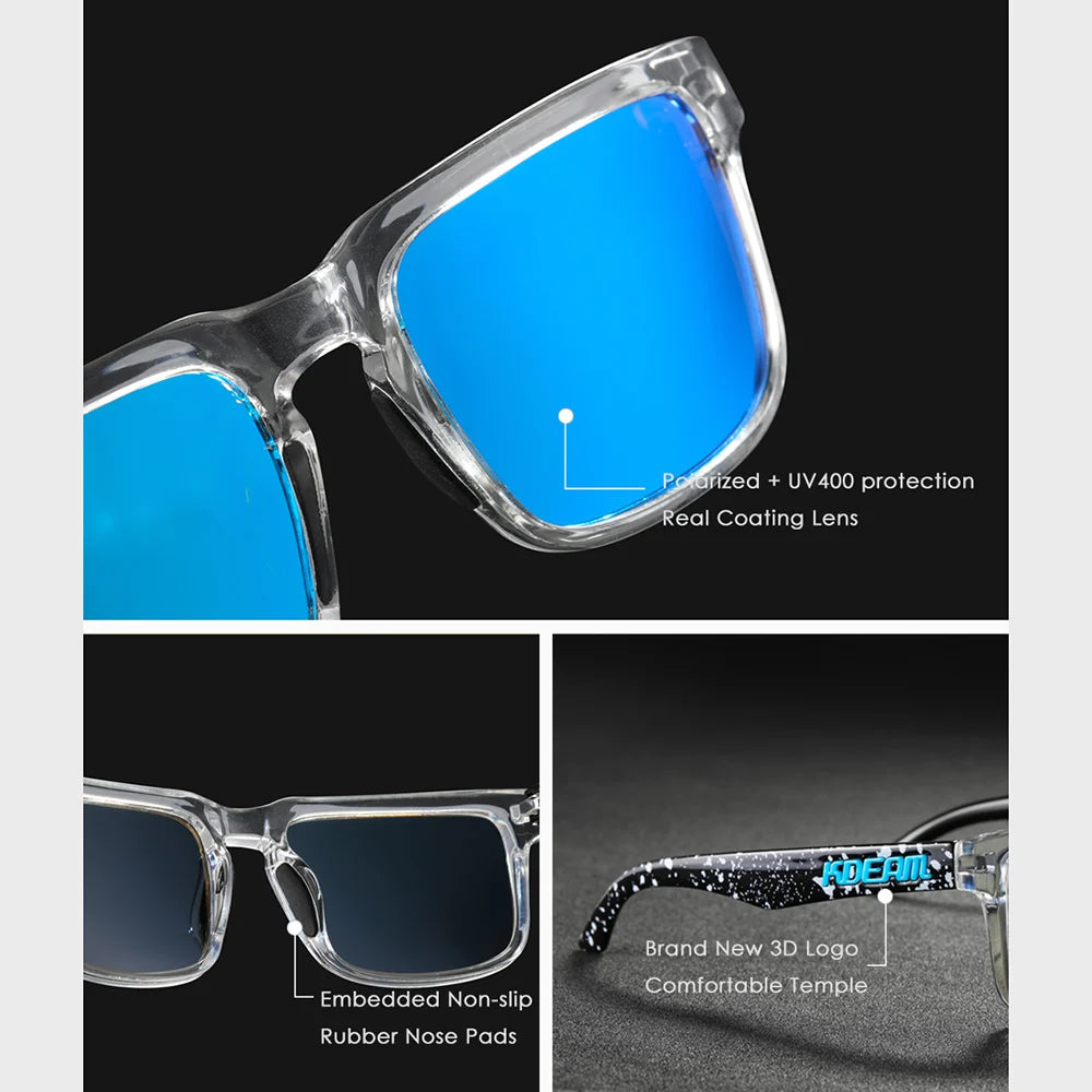 KDEAM Mirror Polar Square Sunglasses