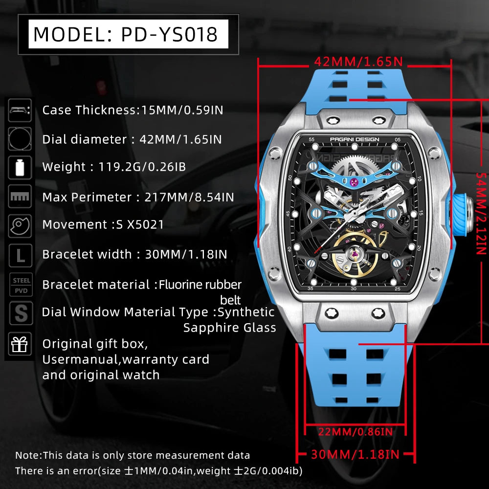 2024 New PAGANI DESIGN 42MM Skeleton Dial Men Mechanical Watch