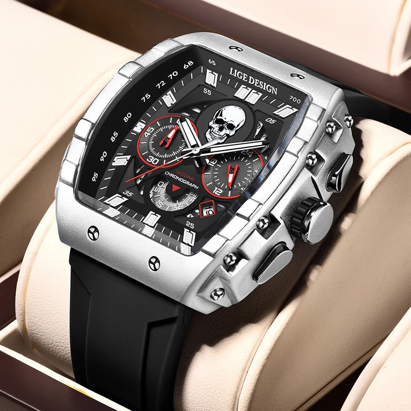 LIGE Skull Skeleton Watch
