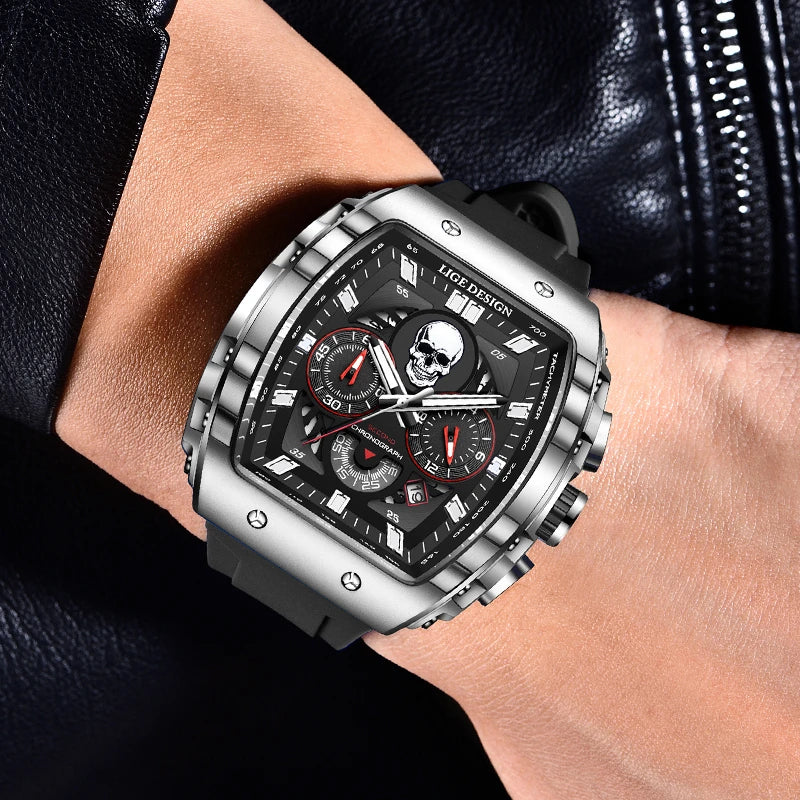 LIGE Skull Skeleton Watch