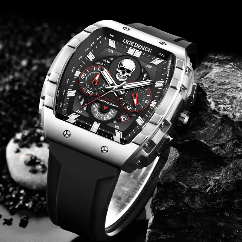 LIGE Skull Skeleton Watch