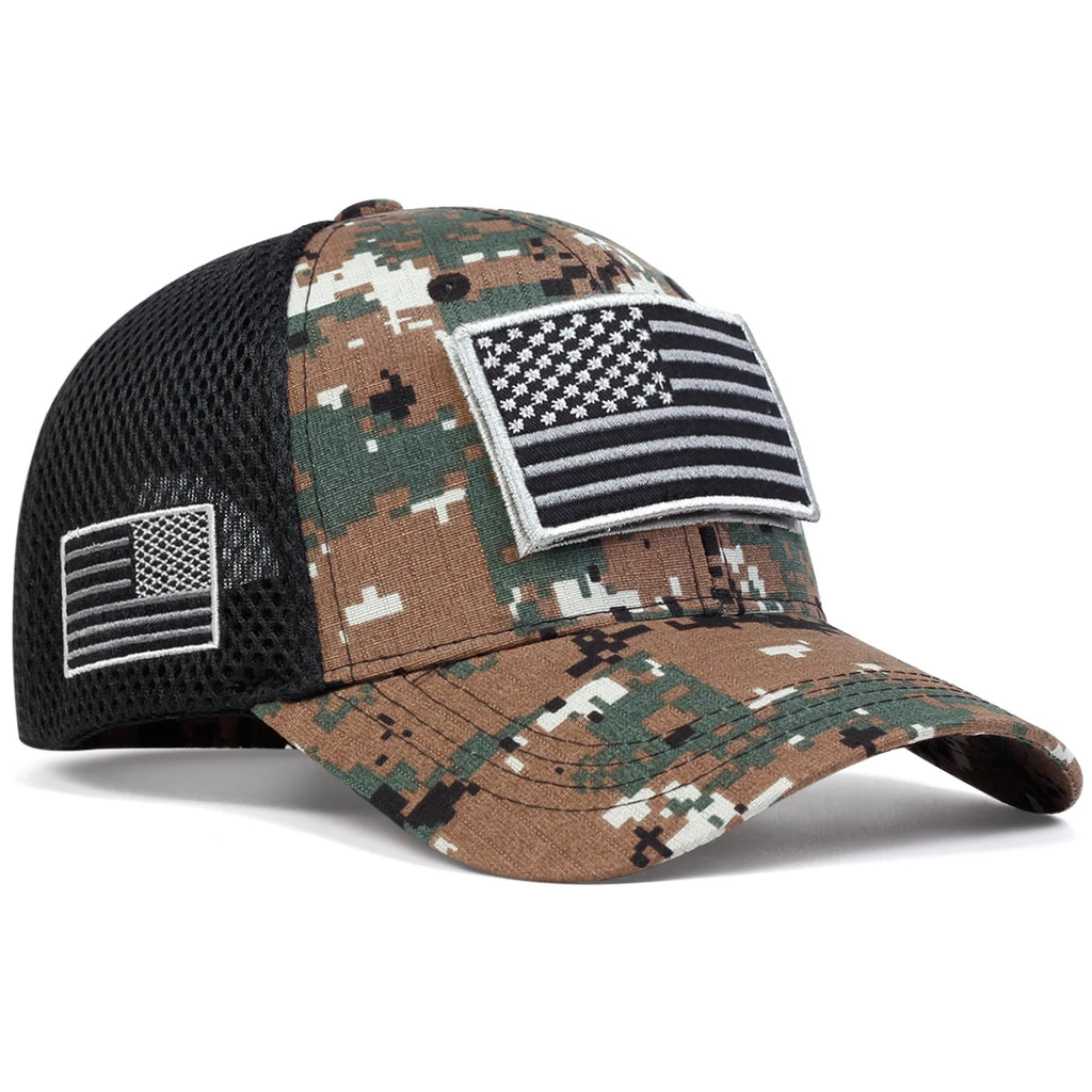 Unisex American Flag Sticker Net Caps