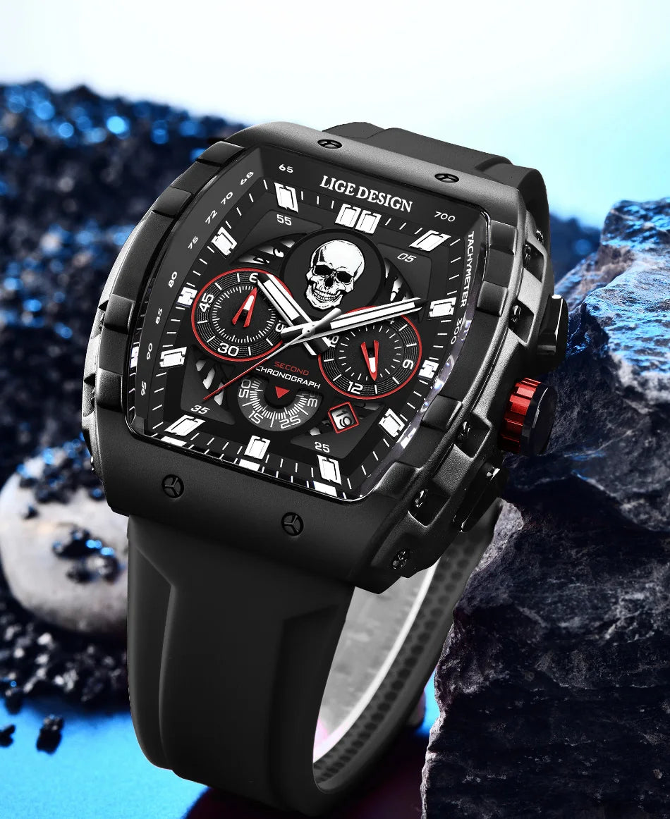 LIGE Skull Skeleton Watch